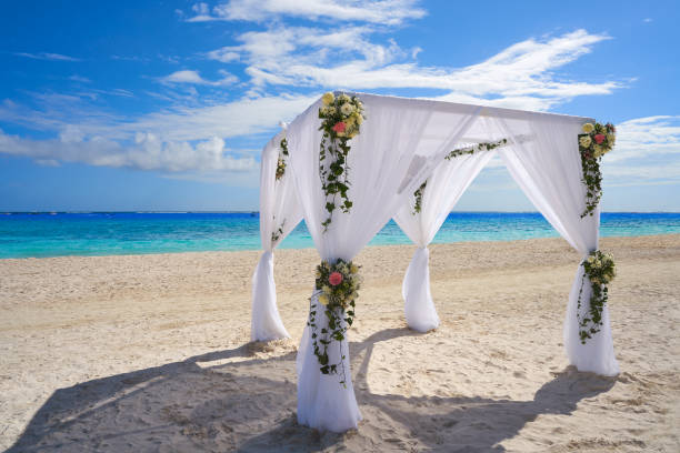 istock Caribbean wedding gazebo on the beach 910005774