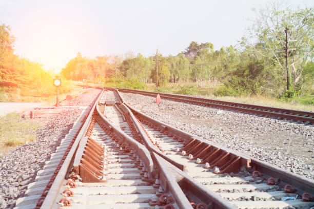 istock Railroad tracks detail close up. 910023146