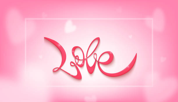 istock Happy Valentines Day card with Hand written Love. Vector illustration 910027572