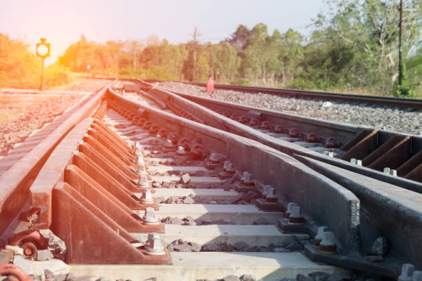 istock Railroad tracks detail close up. 910030864