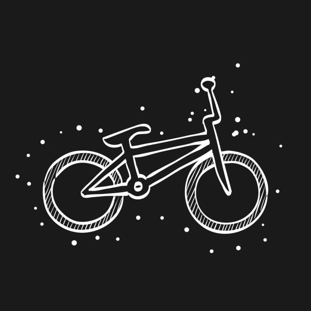 ilustrações de stock, clip art, desenhos animados e ícones de sketch icon in black - bmx bicycle - bmx cycling bicycle street jumping