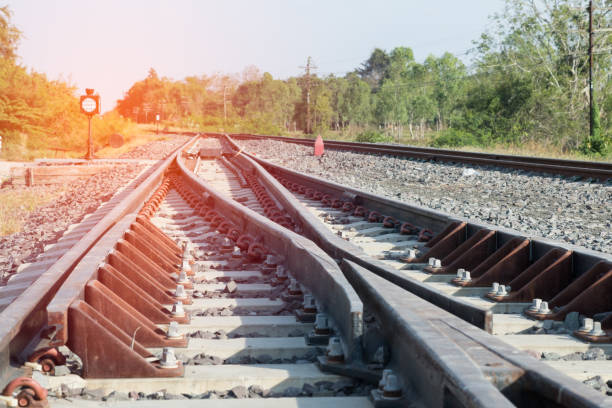istock Railroad tracks detail close up. 910031618