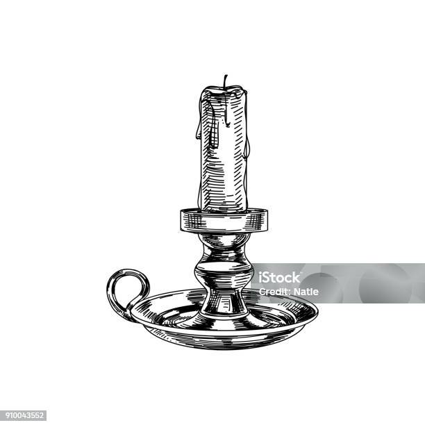Beautiful Vector Hand Drawn Vintage Illustration Stock Illustration - Download Image Now - Candle, Engraving, Old-fashioned