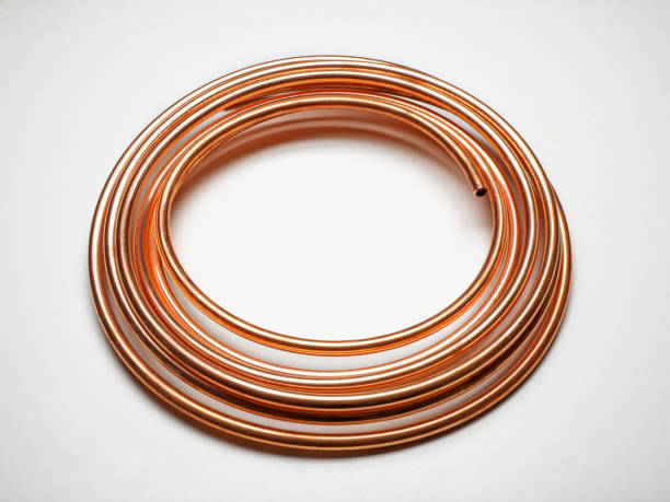 Copper Pipe coil stock photo