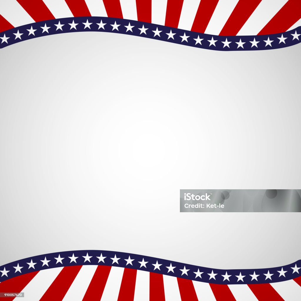 Modèle vide avec un motif d’étoiles et de rayures de couleurs du drapeau national du fond patriotique USA vacances jour de l’indépendance présidentielle Labor Day jour élément de conception de cartes vectorielles - clipart vectoriel de Fond libre de droits