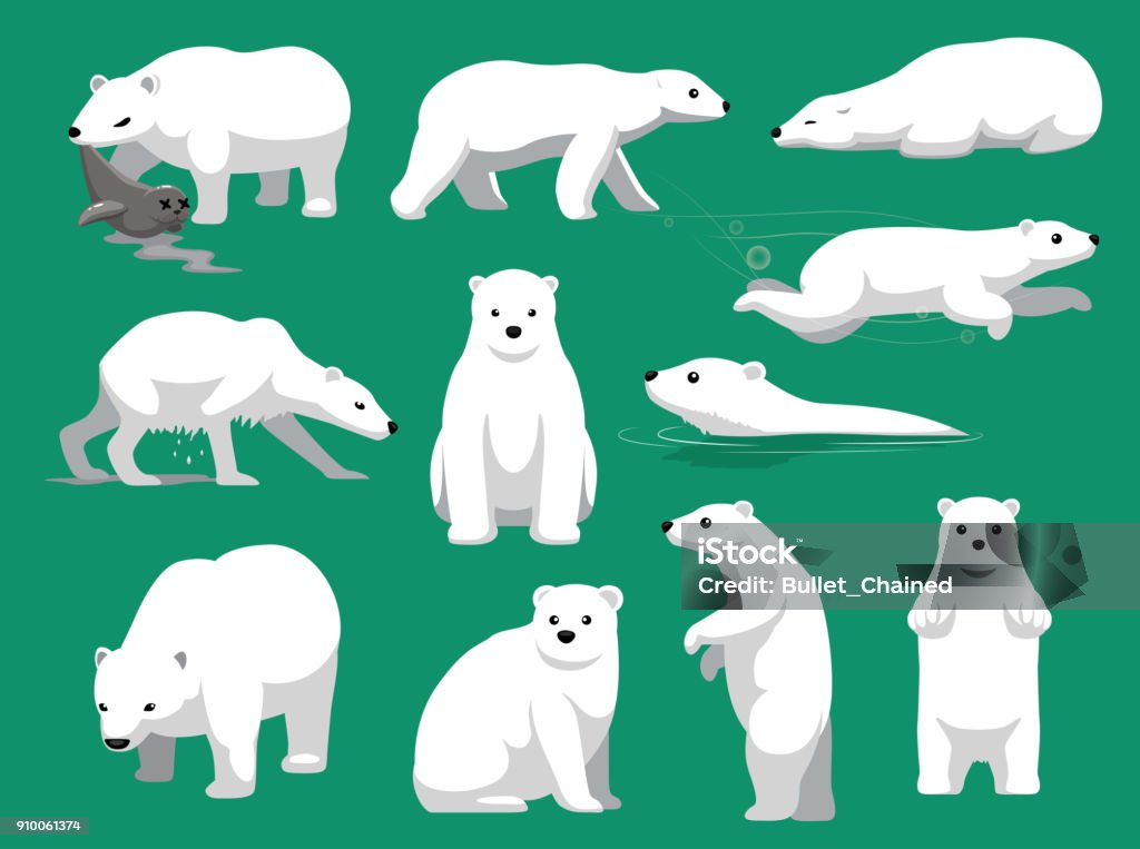 Polar Bear Eating Seal Cute Cartoon Vector Illustration Animal Cartoon EPS10 File Format Polar Bear stock vector