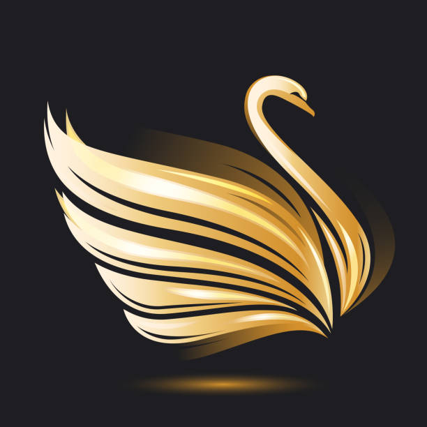 Golden Swan icon vector art illustration