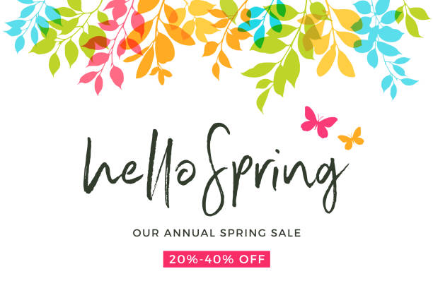 Colorful spring leaves background with copy space. Fresh, modern, clean graphics with bright colors.