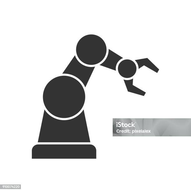 Icône De Bras Robotisé Noir Vecteurs libres de droits et plus d'images vectorielles de Icône - Icône, Robot, Bras robotisé - Outil de production