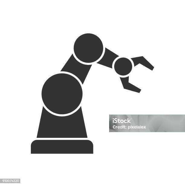 Robotic Arm Black Icon Stock Illustration - Download Image Now - Icon Symbol, Robot, Robotic Arm