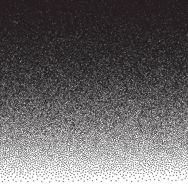 Vector illustration of Stippled vector texture gradient background - Black dots on white