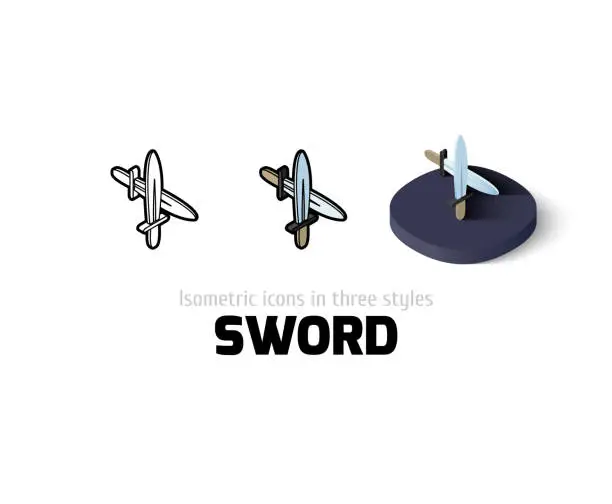 Vector illustration of Sword icon in different style