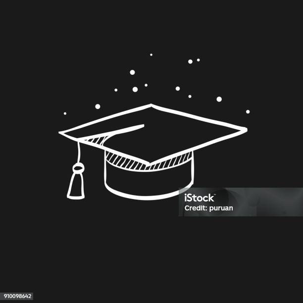 Sketch Icon In Black Education Stock Illustration - Download Image Now - Mortarboard, Drawing - Activity, Drawing - Art Product