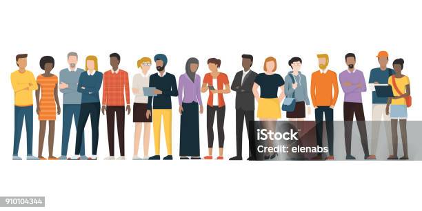 Multiethnic Group Of People Stock Illustration - Download Image Now - People, Multiracial Group, Illustration