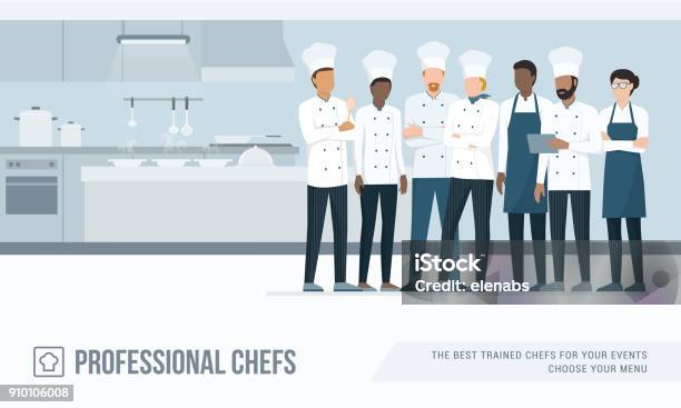 Professional Chefs In The Kitchen Stock Illustration - Download Image Now - Chef, Commercial Kitchen, Kitchen