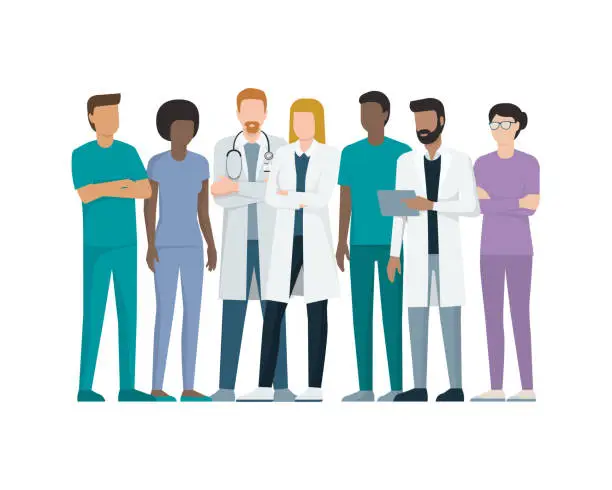 Vector illustration of Team of doctors