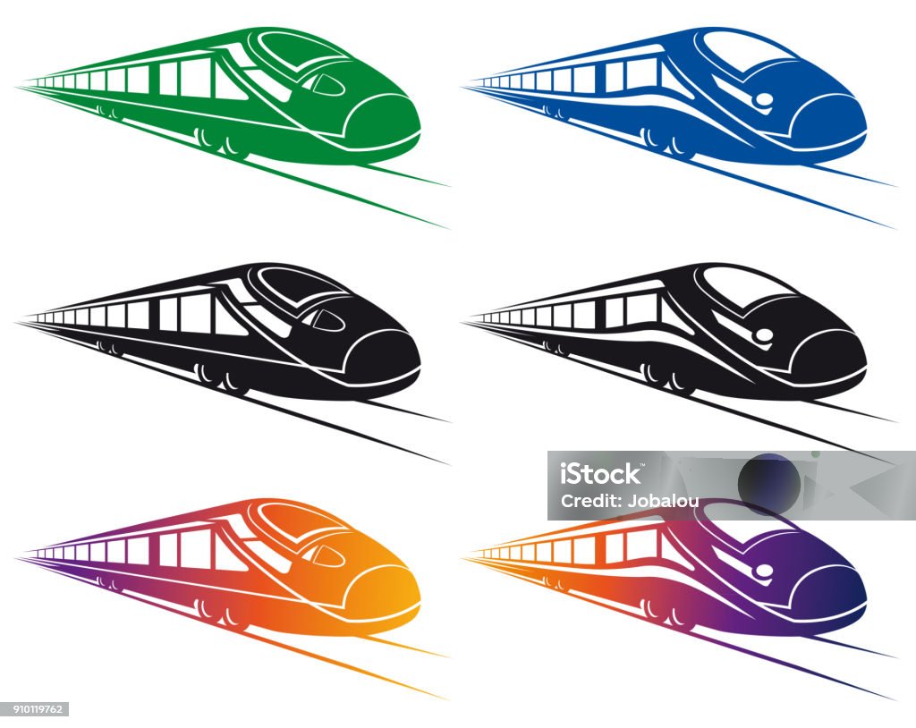 Super Streamlined Train Clip Art Vector Illustration with a dynamic fasting Set Super Streamlined Train Design High Speed Train stock vector