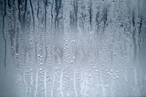 cold daysteamy window and water drops