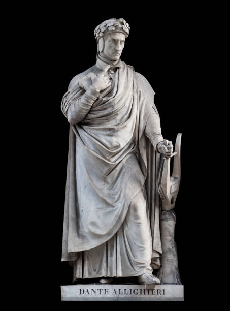 istock Dante Alighieri statue, on black background (path selection included) 910144910