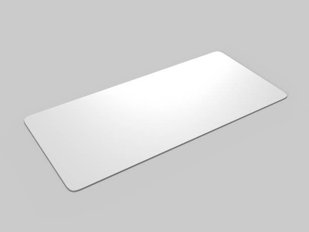 istock Mock up template blank white empty rounded corners gift voucher card on the grey background. For graphic design or presentation, 3D rendering illustration. 910148480