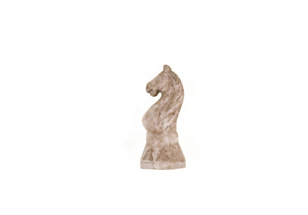 A side statue of a horse on a yellow background.