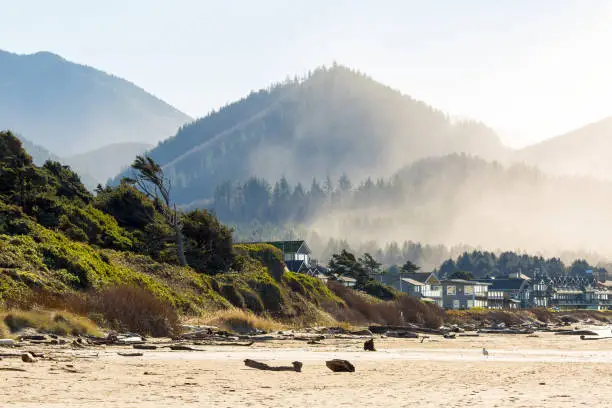 Photo of Oceanfront vacation homes along Cannon Beach Oregon Coast by Pacific Ocean