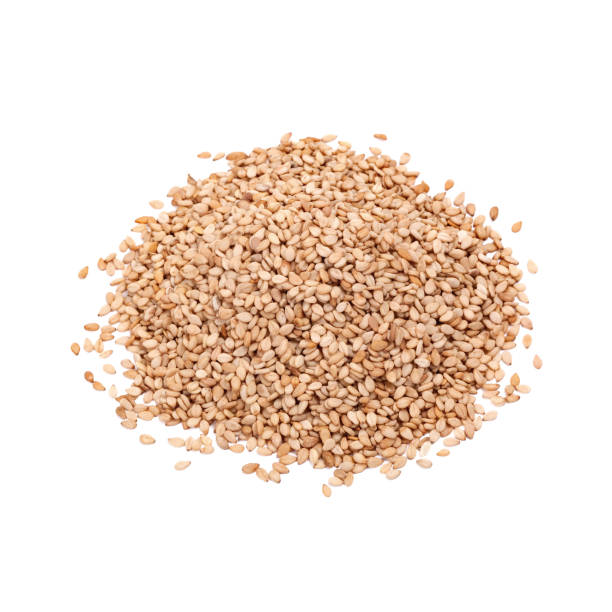 istock Pile of sesame. Sesame seeds isolated on white 910158916