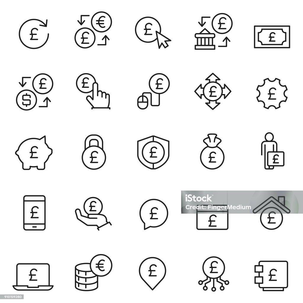 Pound icon set Pound Symbol stock vector