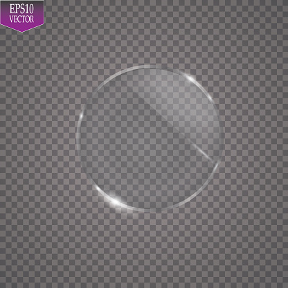 Fflat round glass. Magnifier. Isolated on a transparent background. EPS 10