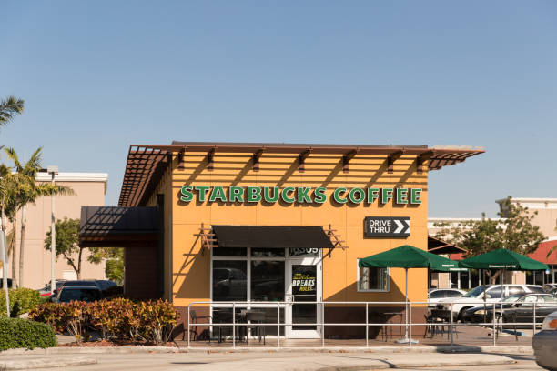Starbucks Coffee is an American chain of coffee shops, founded in Seattle. stock photo