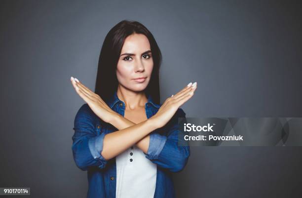 You Can Not Stock Photo - Download Image Now - Stop Gesture, Letter X, Women