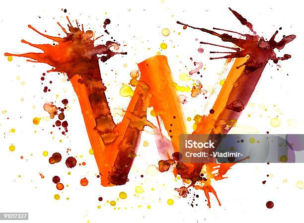 Watercolor Paint Letter W Stock Illustration - Download Image Now - Abstract, Alphabet, Alphabetical Order