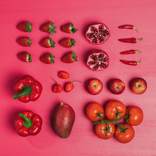 istock Fruit and vegetables background knolling from above flat lay 910173850