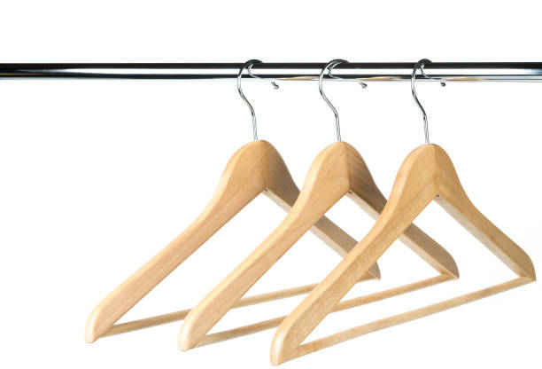 Wooden clothes hanger on a white background