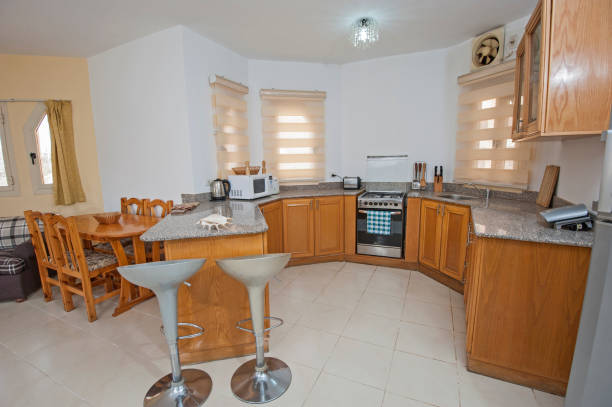 istock Interior decor design of kitchen in show home apartment 910182780