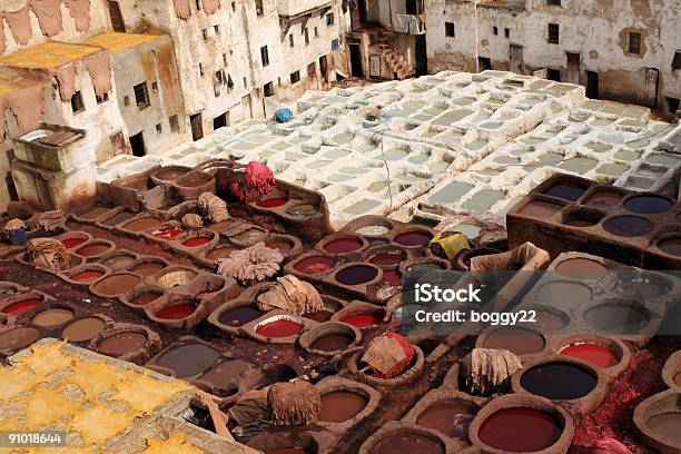 Tannery In Fez Morocco Stock Photo - Download Image Now - Africa, Circle, Color Image