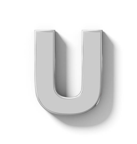 istock letter U 3D silver isolated on white with shadow - orthogonal projection 910192000
