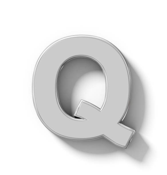 istock letter Q 3D silver isolated on white with shadow - orthogonal projection 910192132