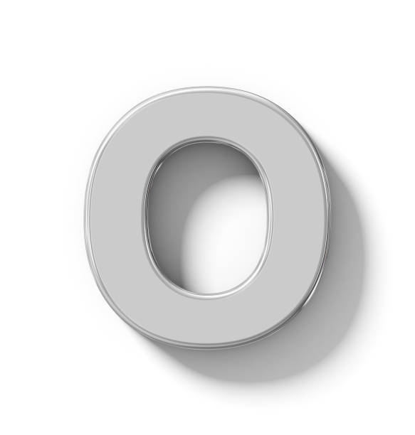 istock letter O 3D silver isolated on white with shadow - orthogonal projection 910192236