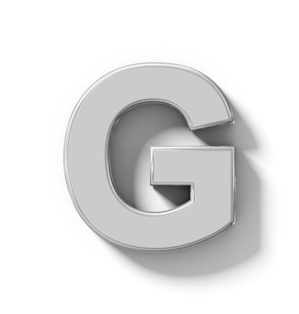 istock letter G 3D silver isolated on white with shadow - orthogonal projection 910192590