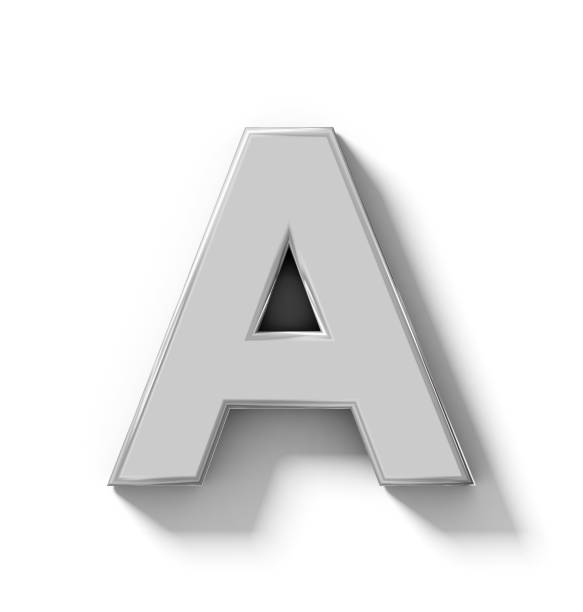 istock letter A 3D silver isolated on white with shadow - orthogonal projection 910192966