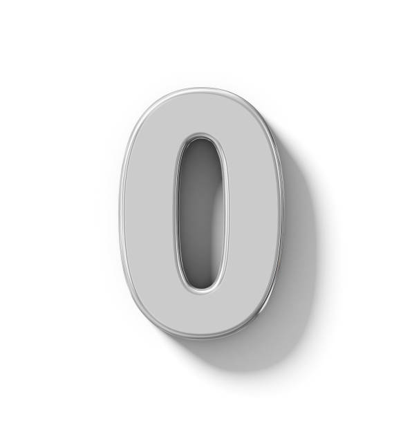 istock number 0 3D silver isolated on white with shadow - orthogonal projection 910195314