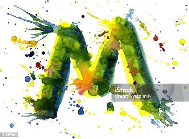 Wasserfarbebuchstabe M Stock Vektor Art und mehr Bilder von Buchstabe M - Buchstabe M, Malfarbe, Maschinenschrift