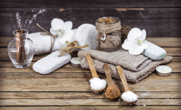 istock spa still life on a wooden background 910200552