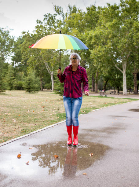 istock Beautiful woman under rainbow umbrella 910201106