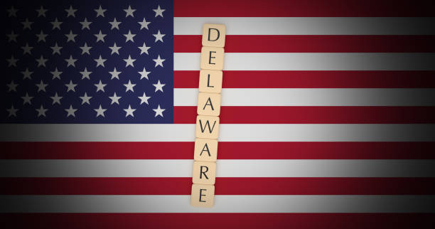 istock US States Concept: Letter Tiles Delaware On USA Flag, 3d illustration 910203862