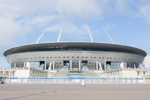 Long exposure shot of Malmö Arena in Malmö, Sweden
