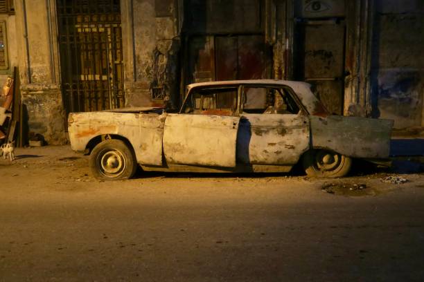 istock Old abandoned car at night Havana Cuba 910210922