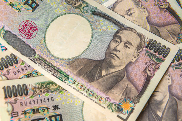 japanse yen bankbiljet - japanse valuta stockfoto's en -beelden