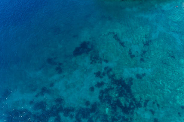 istock Aerial view on turquoise waves, water surface texture 910219114